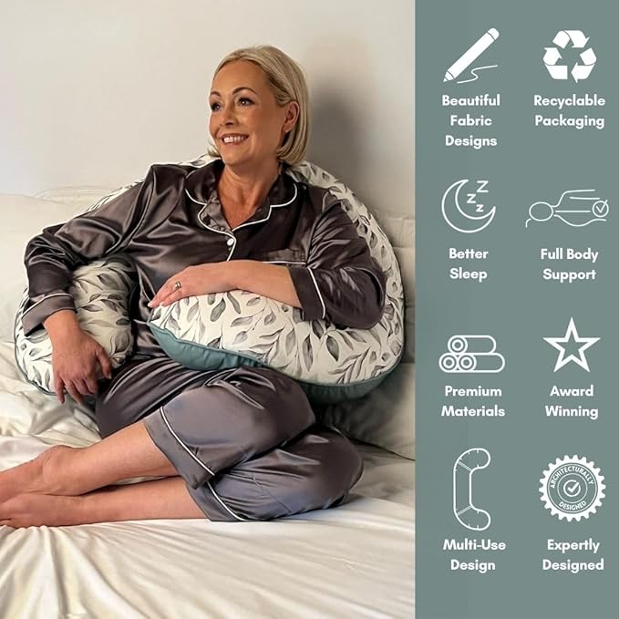 BellaMoon C Shaped Pregnancy Pillow for Sleeping (55 Inch) Maternity Body Pillow with Cooling Cover Soft Support for Women, Back, Legs, Belly C Pillow for Side Sleeping & Full Body pillows for adults