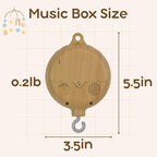 Crib Mobile Motor with Music Box, Baby Mobile for Crib with 12 Classic Lullabies & Rotating Function, Wooden Design Crib Mobile with Music