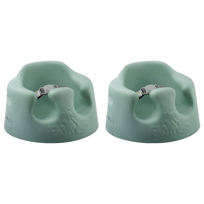 Bumbo Infant Floor Seat Baby Sit Up Chair and Sitting Support for 3 to 12 Months Old with 3 Point Adjustable Safety Strap, 2 Pack, Hemlock Green