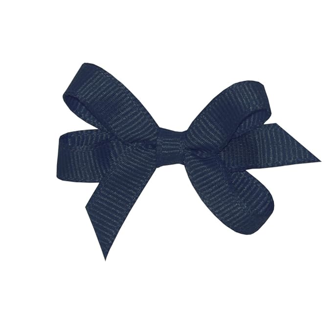 Wee Ones Baby Classic Grosgrain Hair Bow on a WeeStay Clip w/Plain Wrap - Navy,One Size