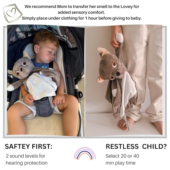 Love By Emi Baby Music Lovey Brown Bulldog, Baby Sleep Soother for Crib & Cuddle Bedtime, White Noise with Heartbeat & Lullaby, Plush Sound Machine Toy, Stuffed Animal for Newborns, Infants & Toddlers