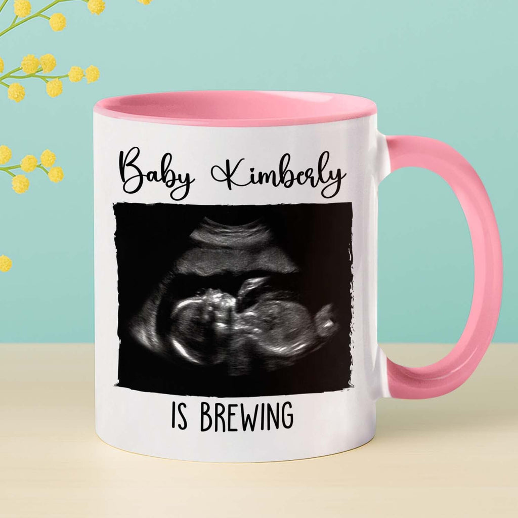 Personalized Promoted To Mommy EST. 2026 Accent Coffee Mug, Pregnancy Announcement White Ceramic Cup Gift For New Mom, Custom Name & Picture Ultrasound Baby Coffee Cup 11 15 Oz, Future Mommy Teacup
