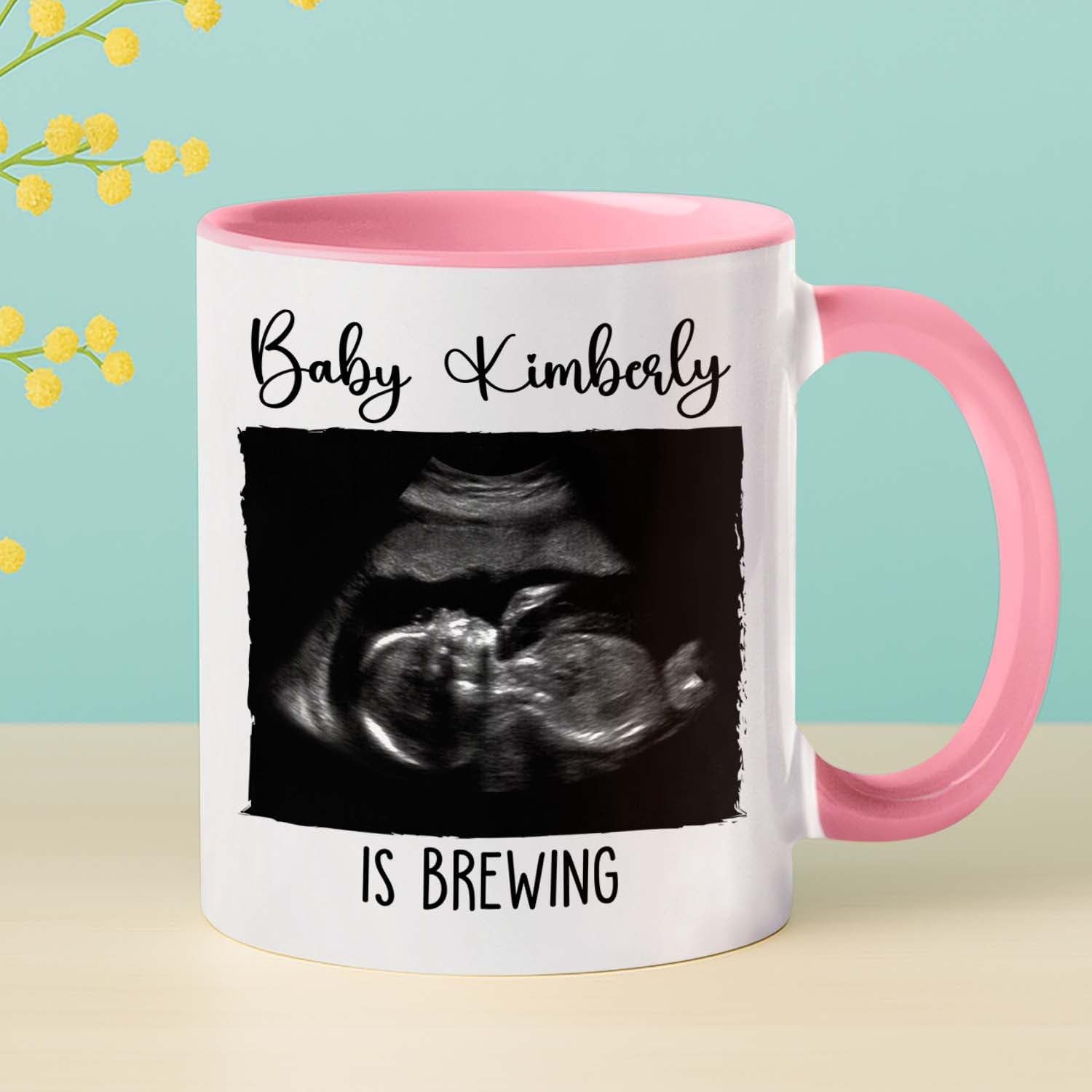 Personalized Promoted To Mommy EST. 2026 Accent Coffee Mug, Pregnancy Announcement White Ceramic Cup Gift For New Mom, Custom Name & Picture Ultrasound Baby Coffee Cup 11 15 Oz, Future Mommy Teacup
