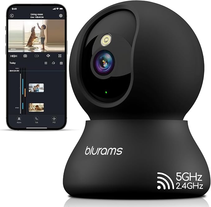 blurams Indoor Camera, 2K Pet Camera 360° Cameras for Home Security with Phone App, Motion Tracking, 2-Way Audio, IR Night Vision, Siren, Compatible with Alexa & Google Assistant