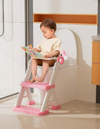 Potty Training Seat, Toddler Toilet Seat With Steps, 2 In 1 Toddler Potty Training Toilet With Splash Guard, Anti-Slip Step Stool Soft Mat, Adjust High Potty Seats For Toddlers Kids Boys Girls