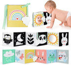 OKOOKO Black and White Baby Book, High Contrast Toy, 0-6 Months Baby Soft Book Tummy Time Montessori Sensory Toy for Stroller Early Education for 0-6 6-12 Months Newborn Infant