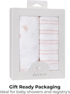 Ely’s & Co. Crib Sheets, Baby Girl Fitted Crib Mattress Sheet Set, 2 Pack, 100% Jersey Knit Cotton, Infant and Toddler Nursery Bedding, Pink Butterfly + Stripes Print, 28” x 52”