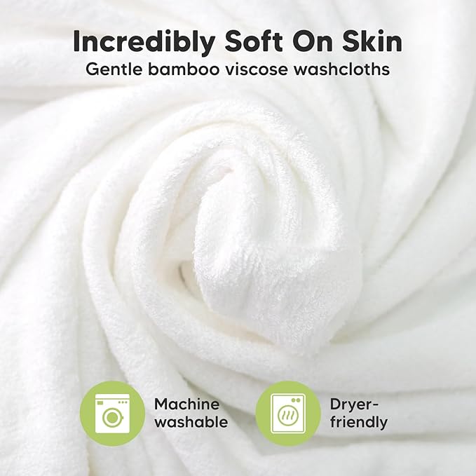 6-Pack Baby Washcloths - Soft Absorbent Viscose from Bamboo Wash Cloths for Babies, Kids, Toddlers, Infant, Newborn Bath Towels, Gentle on Sensitive Skin, 10x10 Reusable Face Towels (Stone/Dove)