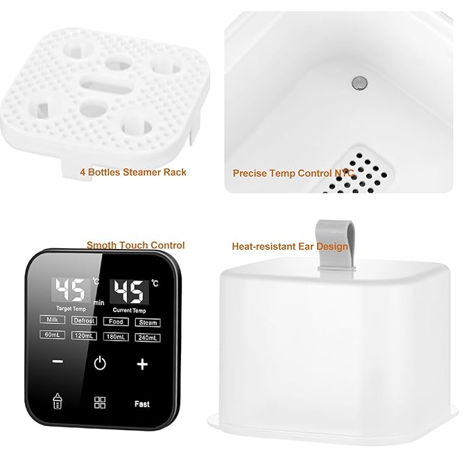 Double Baby Bottle Warmer for Twins: 6-in-1 Fast Breastmilk & Baby Food Heater, 48H Constant Temperature, Water Bath Heating, Universal Fit All Bottles & Jars, Super Large Capacity