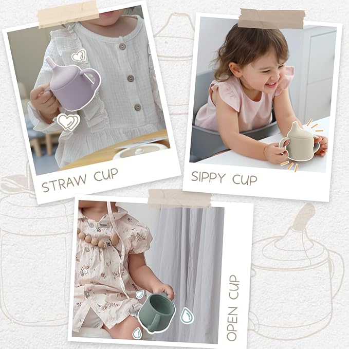 Moonkie Silicone Baby Sippy Cups | 3 Stages Training Cup Straw Cup for Infants Toddlers and Kid | 4 oz 1Pack