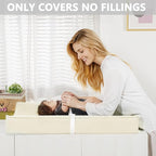 Vegan Leather Changing Pad Cover with Zipper - 31"X 16" - Waterproof Wipeable, Extra Thick & Portable & Non-Slip Diaper Mat - Fits Standard Changing Tables (White)