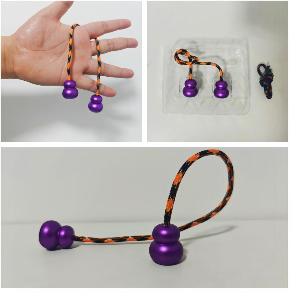 Begleri Fidget Beads, Aluminum Alloy- Practicing EDC Knuckle Finger Skill, Stress Relief Toy for Adult Relieve Anxiety Worry/with Replaceable Rope (Purple)