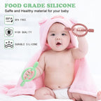 Baby Teething Toys with Easy-Hold Handle, Silicone Infant Toothbrush, Textured On Both Sides Helps Massage, Soothe Sore Gums, Teething Toys for Babies 0-6 Months, 6-12 Months Bright Green & Caramel