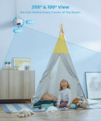 ieGeek 5.5" Baby Monitor,Audio Monitor with 2.5K Ultra HD 2.4G&5Ghz WiFi Camera,Night Light,Face Covering&Cry Detection,Two-Way Talk,Night Vision,Temp&Humidity Sensor,4000mAh Battery,App Control