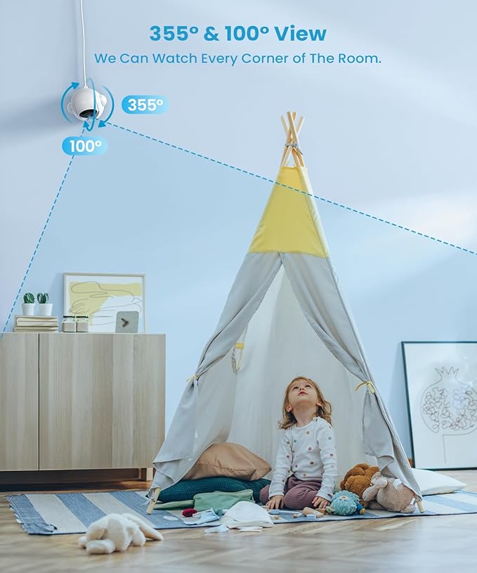 ieGeek 5.5’’ Split-Screen Baby Monitor,2.5K UHD Baby Monitor with 2 Cameras and Audio,Night Light,Prone Sleeping&Cry Detection,Two-Way Talk,Night Vision,2.4G&5Ghz WiFi App Control,4000mAh Battery