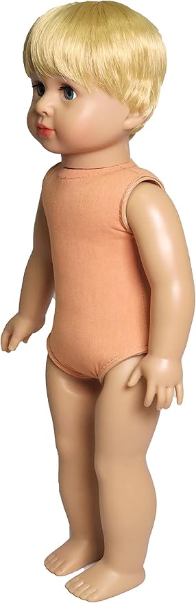American Fashion World 18-Inch 'Caden' Blonde Hair Vinyl Posable Boy Doll with Dark Blue Eyes | Undressed Doll | Premium Quality & Design