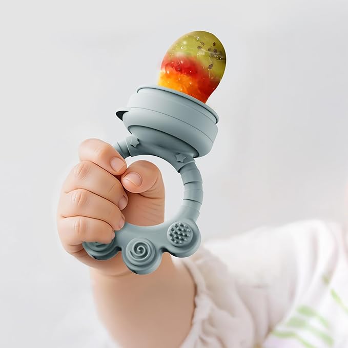 2 Pack Baby Fruit Food Feeder + Breastmilk Popsicle Molds,Baby Teethers,BPA Free,3 Sizes,2mm Fine Holes to Prevent Choking,Perfect for Teething Relief & Infant Solid Food Introduction,3 M+(Ether/Sage)