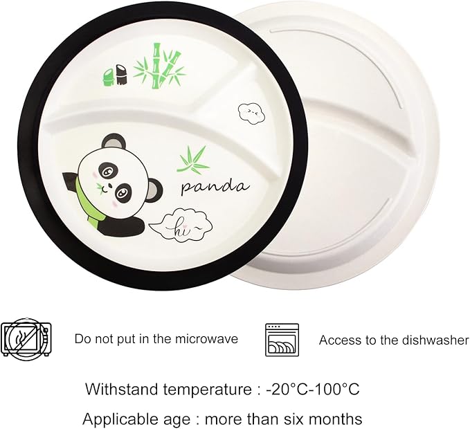 Kids Feeding Set 5 Pcs, Tableware Set for Toddlers Includes Plate Bowl Cup Fork and Spoon Utensil Flatware, Kids Flatware Set Dishwasher Safe, BPA Free (Panda)