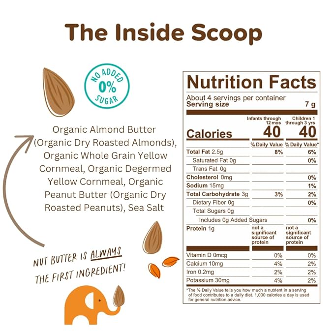 Puffworks Baby Peanut and Almond Variety Pack, Perfect for Early Peanut Introduction, Plant Protein, USDA Organic, Gluten-Free, Vegan, Non-GMO, Kosher, 1.0 Ounce (Pack of 6)