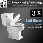 Round Toilet Seat with Toddler Seat Built In, 3X Slow Close FOR BOTH TODDLER & ADULT Seats, Potty Training Toilet Seat, No Wiggle and Easy to Install, Detachable Toddler Seat, White (2Pcs Pack)