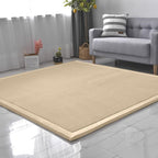 Loartee Coral Velvet Crawling Rug (4'9"x4'9", Brown) for Toddler Children Play Area Rug Yoga Mat Exercise Pad