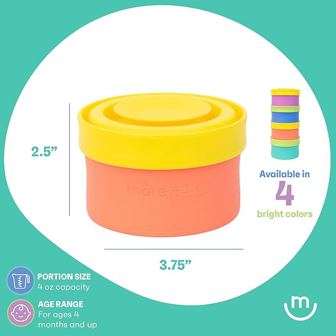 morepeas The Everything Snack Bowl - All-in-One Baby, Toddler & Kid Food Container - Travel Essential with Spill Proof Lid & Suction Base - Melon