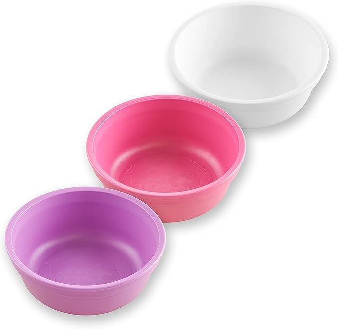 Re-Play 12 Oz. Toddler Bowls for Snack and Everyday Dining - Dishwasher and Microwave Safe - Made in USA - Set of 3-5.75" x 5.75" x 2" - Berry