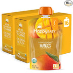 Happy Baby Organics Clearly Crafted Stage 1 Baby Food, Mangoes, 3.5 Ouncee Pouch (Pack of 16)