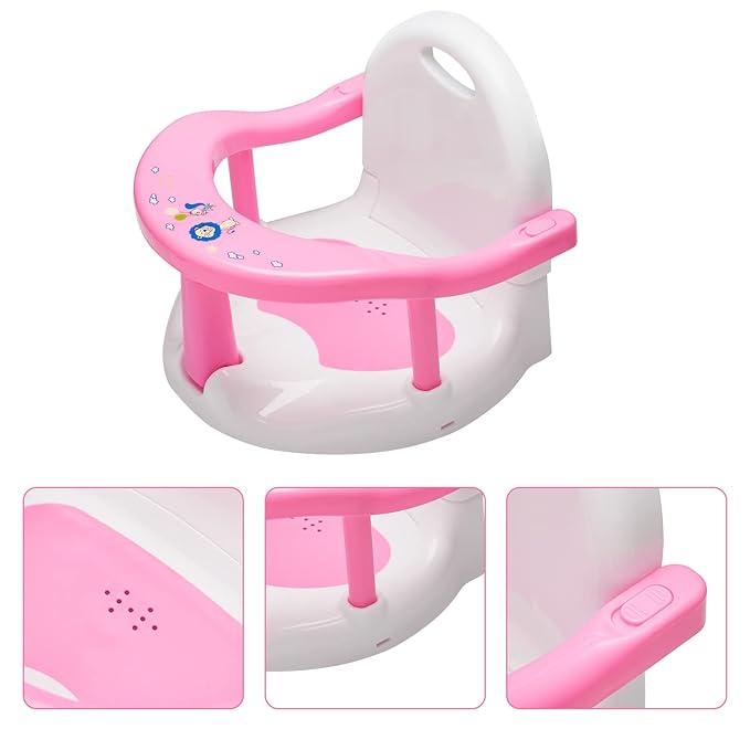 Foldable Baby Bathtub Seat - Non-Slip Bath Chair for Sitting Up, Shower Chairs for Newborn Infant 6-18 Months (Pink)