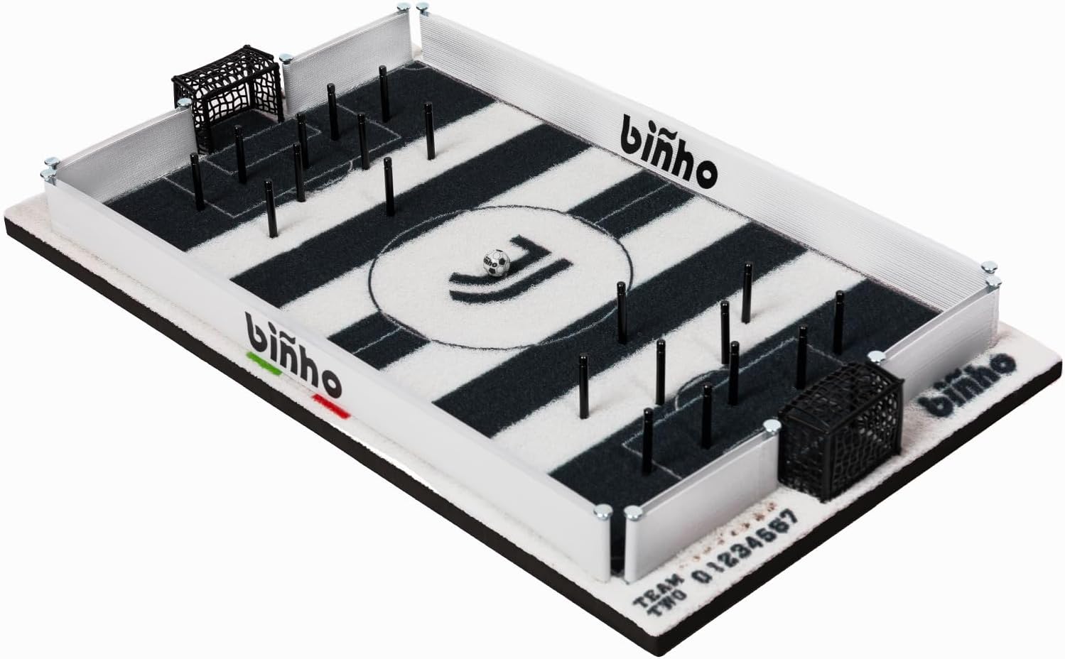 Binho Board Classic Board Game Juventus Edition - 2-Player Fast-Paced Finger Flicker Pinball Family Board Games - Portable Tabletop Sports Game Set for Any Occasion