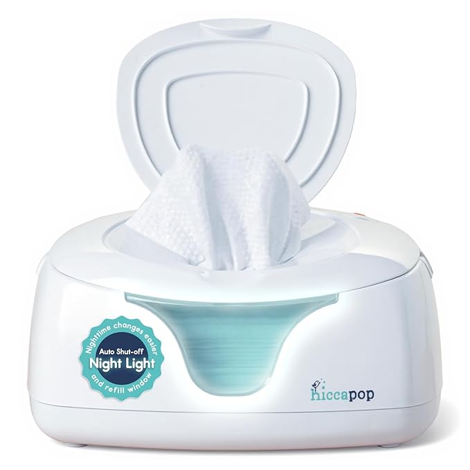 Hiccapop Baby Wipe Warmer and Baby Wet Wipes Dispenser | Baby Wipes Warmer for Babies | Diaper Wipe Warmer with Changing Light, White