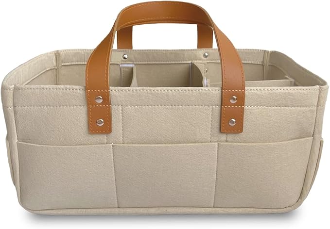 KiddyCare Diaper Caddy Organizer Cart for Nursery Baby Basket Gift for Boy/Girl | Diaper Caddy for Changing Table Basket Organizer with Dividers | Caddy for Baby Stuff Breast Pump Caddy - Regular