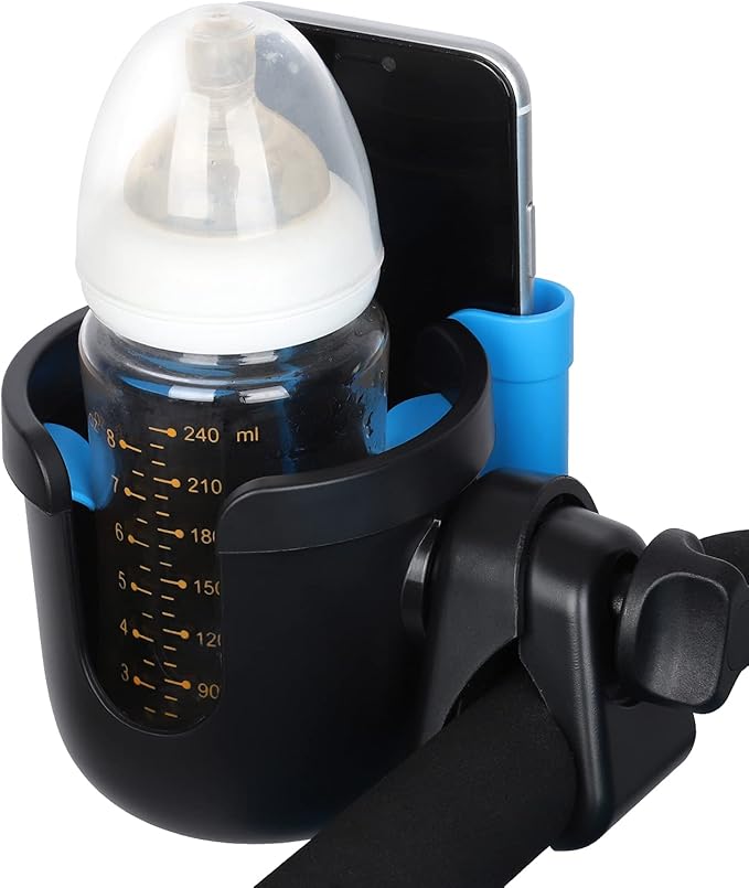 Accmor Stroller Cup Holder with Phone Holder, Bike Cup Holder, Universal Cup Holder for Uppababy Nuna Doona Strollers, 2-in-1 Cup Phone Holder for Stroller, Bike, Wheelchair, Walker, Scooter