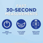 Healthwise Digital Thermometer | 30-Second Readout | Feverline Indicator | Clinical Rigid Tip | Hygienic Water-Resistant Easy Cleaning | Storage Case + Probe Covers Included
