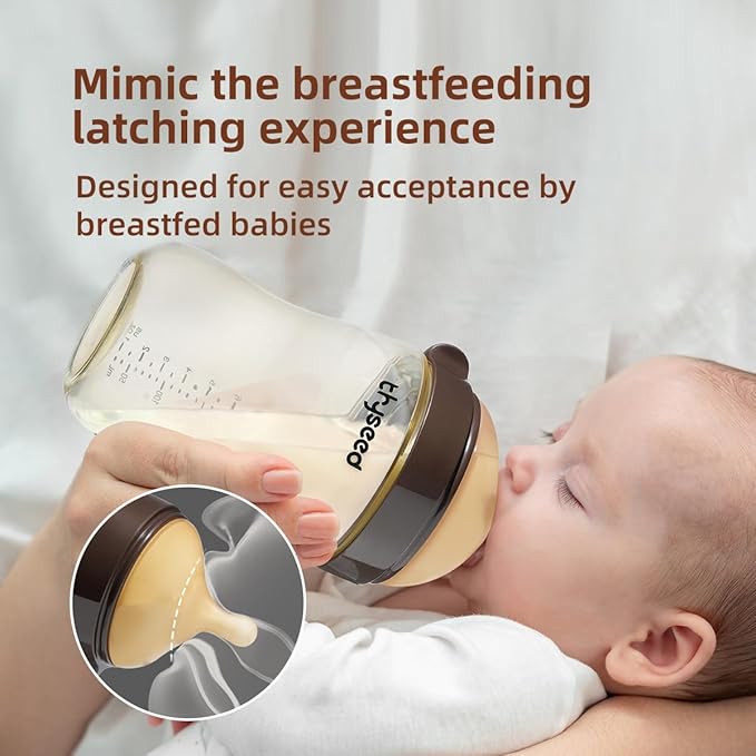 PPSU Natural Breast-Like Bottle with Nipple(10 Months+),10oz，2pack