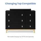 GAP babyGap Legacy 6 Drawer Dresser with Leather Pulls and Interlocking Drawers - Greenguard Gold Certified, Ebony/Natural