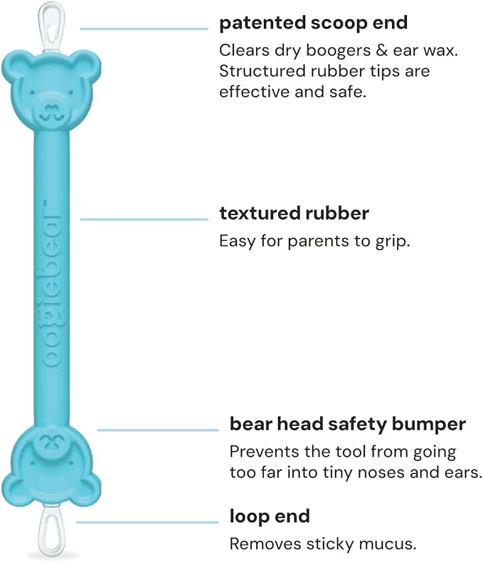 oogiebear BearPair FSA/HSA Eligible Silicone Bulb Baby Nasal Aspirator and Ear & Nose Syringe, Safely Sucks Snot and Removes Mucus, Cleanable and Reusable, Blue