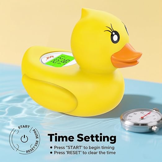 Baby Bath Thermometer with Timer and 3 Color Backlit, Digital Water Temperature Thermometer with and Temperature Warning, Safety Bath Tube Thermometers Floating Toy for Infant, Toddler