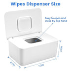 Baby Wipes Dispenser, Wipes Dispenser Baby Wipes Case, Baby Wipe Holder for Fresh Wipes, Non-Slip Wipes Case, Wipe Container with Sealing Design Lid (White)