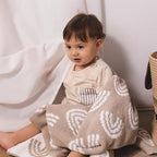 Living Textiles Chenille Knitted Blanket - Taupe Rainbow