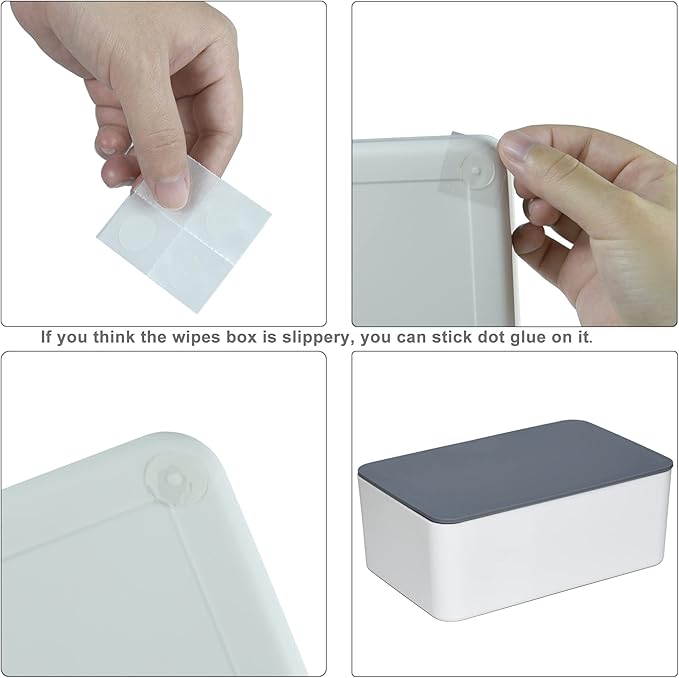 Diaper Wipes Dispenser, Tissue Storage Box Case, Wet Wipe Dispenser Holder with Lid for Home, Office, Cars (Gray-White)