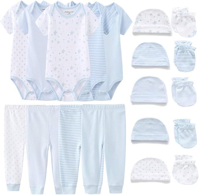 Kiddiezoom Unisex Baby Layette Essentials Giftset Clothing Set 19-Piece For Newborn Baby