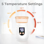 Portable Cordless Baby Bottle Warmer for Travel, Rechargeable with 8 Adapters & 1 Milk Powder Container, Safe Material, Fast Heating, Compatible with Major Brands,White