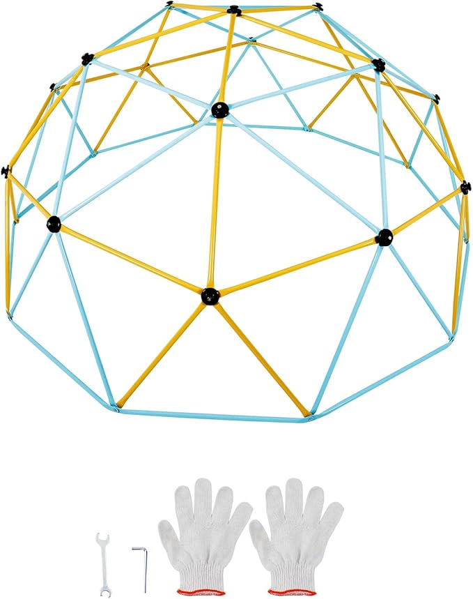 VEVOR Climbing Dome, 12FT Geometric Dome Climber Play Center for Kids 3 to 10 Years Old, Jungle Gym Supports 750LBS and Easy Assembly, with Climbing Grip, Outdoor Backyard Play Equipment for Kids