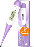 Boncare 10 Seconds Oral Thermometer for Adults and Kids - Accurate & Safe Rectal Thermometer for Baby with Fever Alarm, Digital Thermometer (Purple)