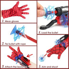 Spider Web Shooters with Gloves, Superheroes Wrist Launcher Toy, Funny Children Educational Toys, Party Cosplay Gift for Kids