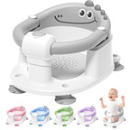TPN Baby Bath Seat for Babies 6 Months & Up, Non-Slip Toddler Bath Seat with 5 PCS Waterproof Emoji Stickers, Portable Infant Bath Seat for Baby(Grey)