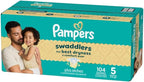 Pampers Baby Diapers - Swaddlers - Size 5, 104 Count, Ultra Absorbent Disposable Infant Diaper