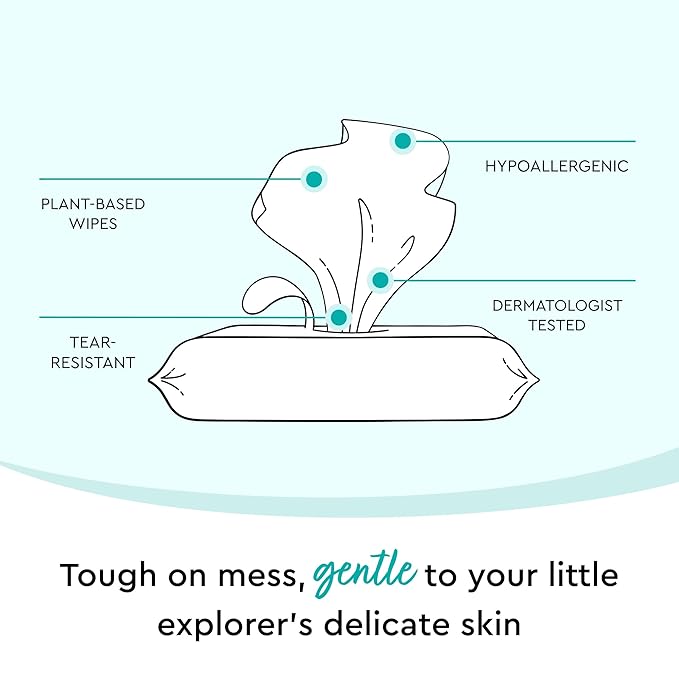 Hypoallergenic & strong Baby Wipes with 99% Water, Unscented & Plastic-Free, 12 resealable Packs (864 Wipes Total)