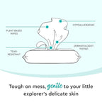 Hypoallergenic & strong Baby Wipes with 99% Water, Unscented & Plastic-Free, 4 resealable Packs (288 Wipes Total)